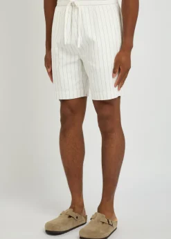 Franklin striped cotton and linen-blend shorts