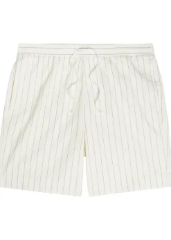 Franklin striped cotton and linen-blend shorts