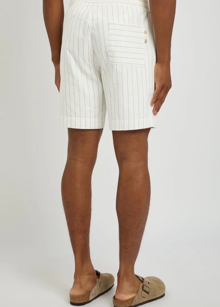 Franklin striped cotton and linen-blend shorts