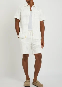 Franklin striped cotton and linen-blend shirt