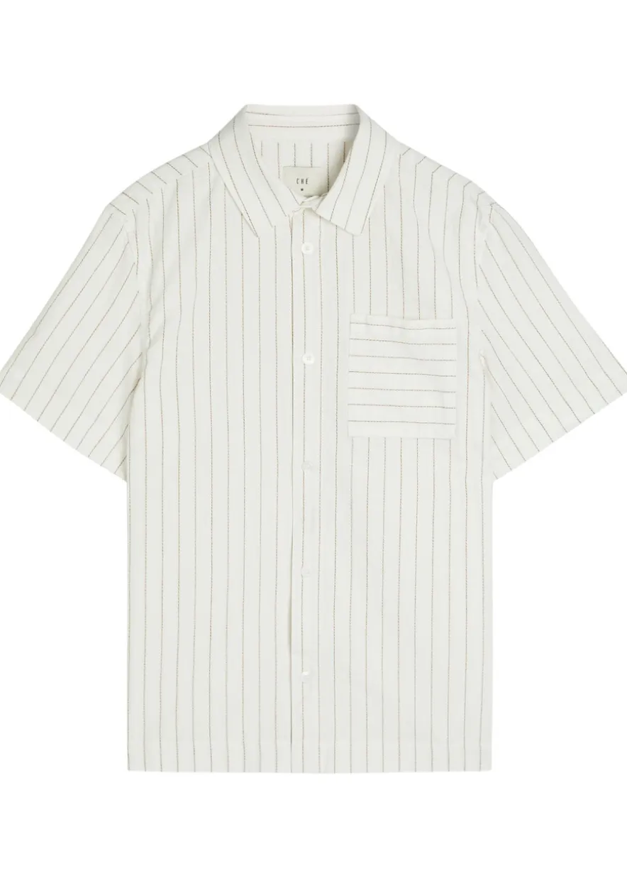 Franklin striped cotton and linen-blend shirt