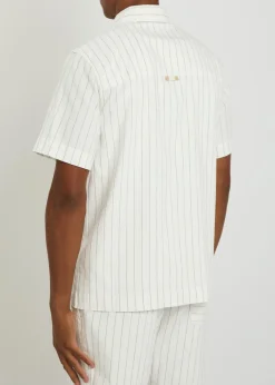 Franklin striped cotton and linen-blend shirt
