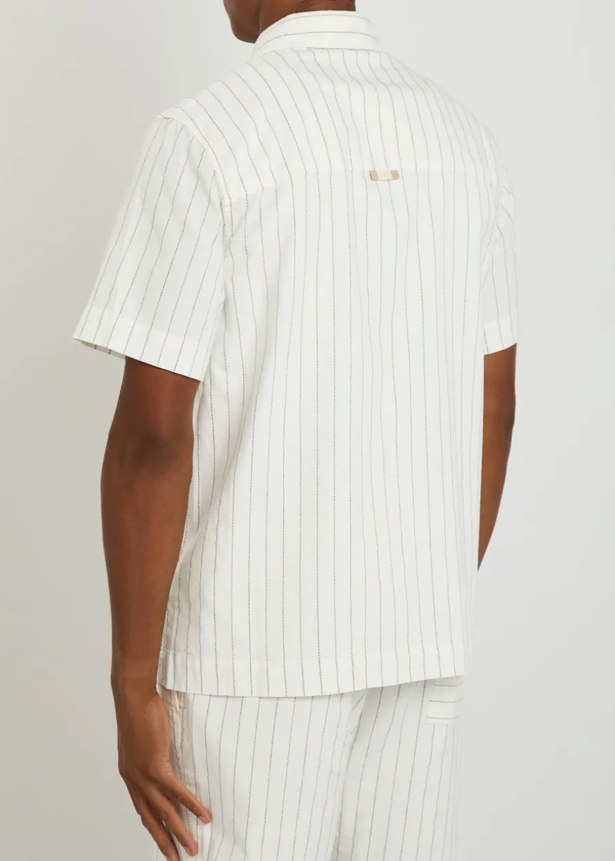 Franklin striped cotton and linen-blend shirt