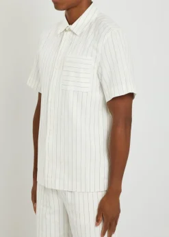 Franklin striped cotton and linen-blend shirt