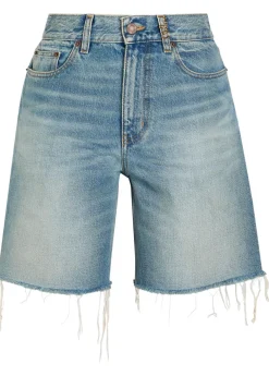 Frayed denim shorts