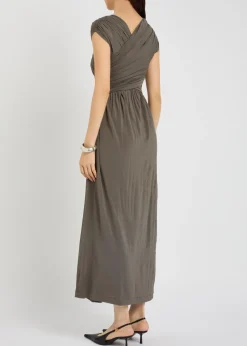 Freja cross-over ruched stretch-jersey midi dress