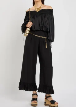 Frill silk-georgette culottes