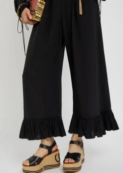 Frill silk-georgette culottes