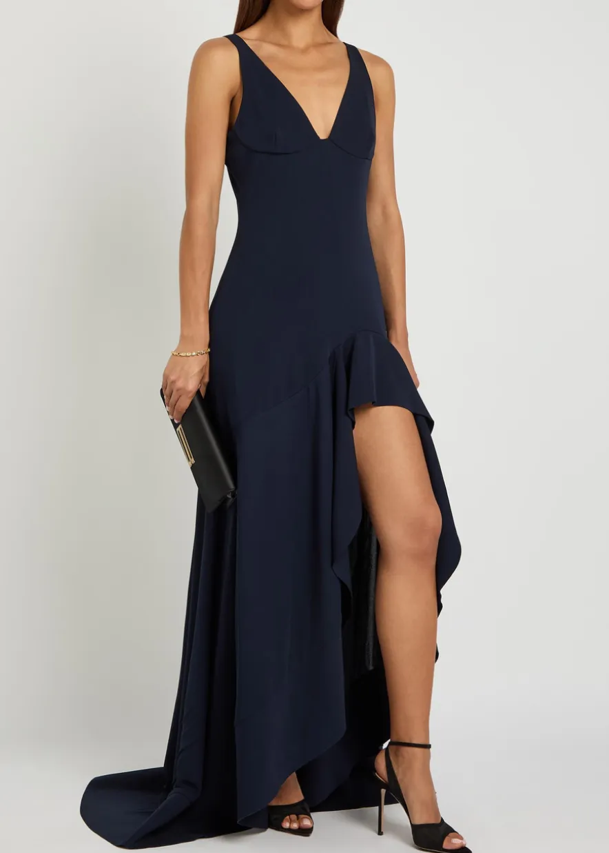 Frill woven maxi dress