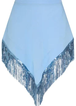 Fringed chains asymmetric woven skirt