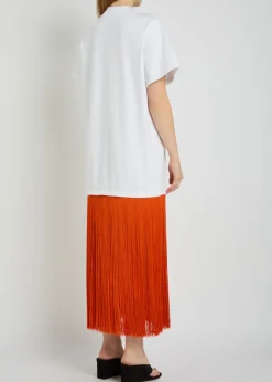 Fringed cotton T-shirt