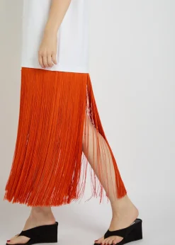 Fringed cotton T-shirt