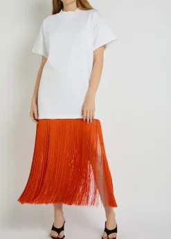 Fringed cotton T-shirt