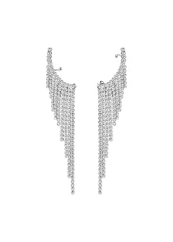 Fringed crystal-embellished drop earrings