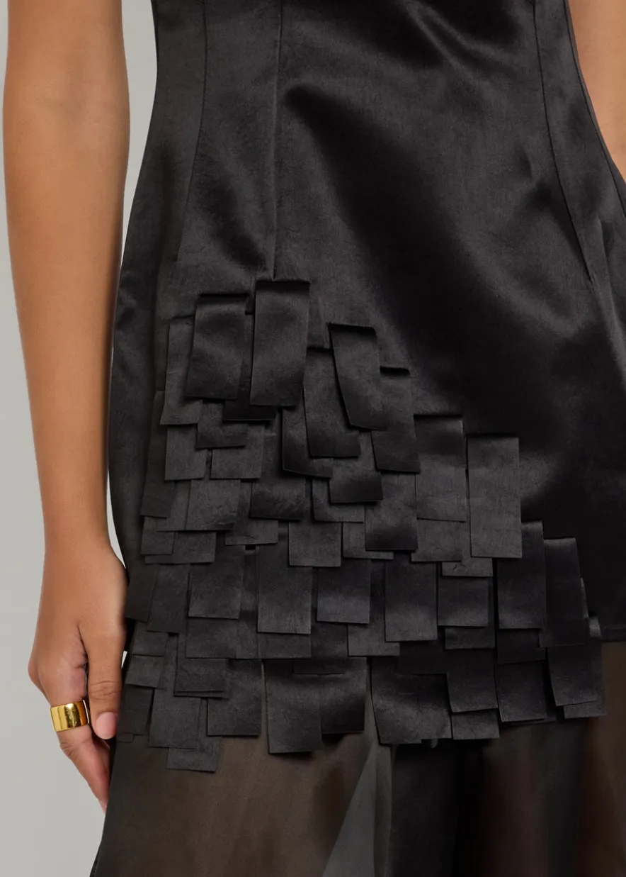 Fringed satin top