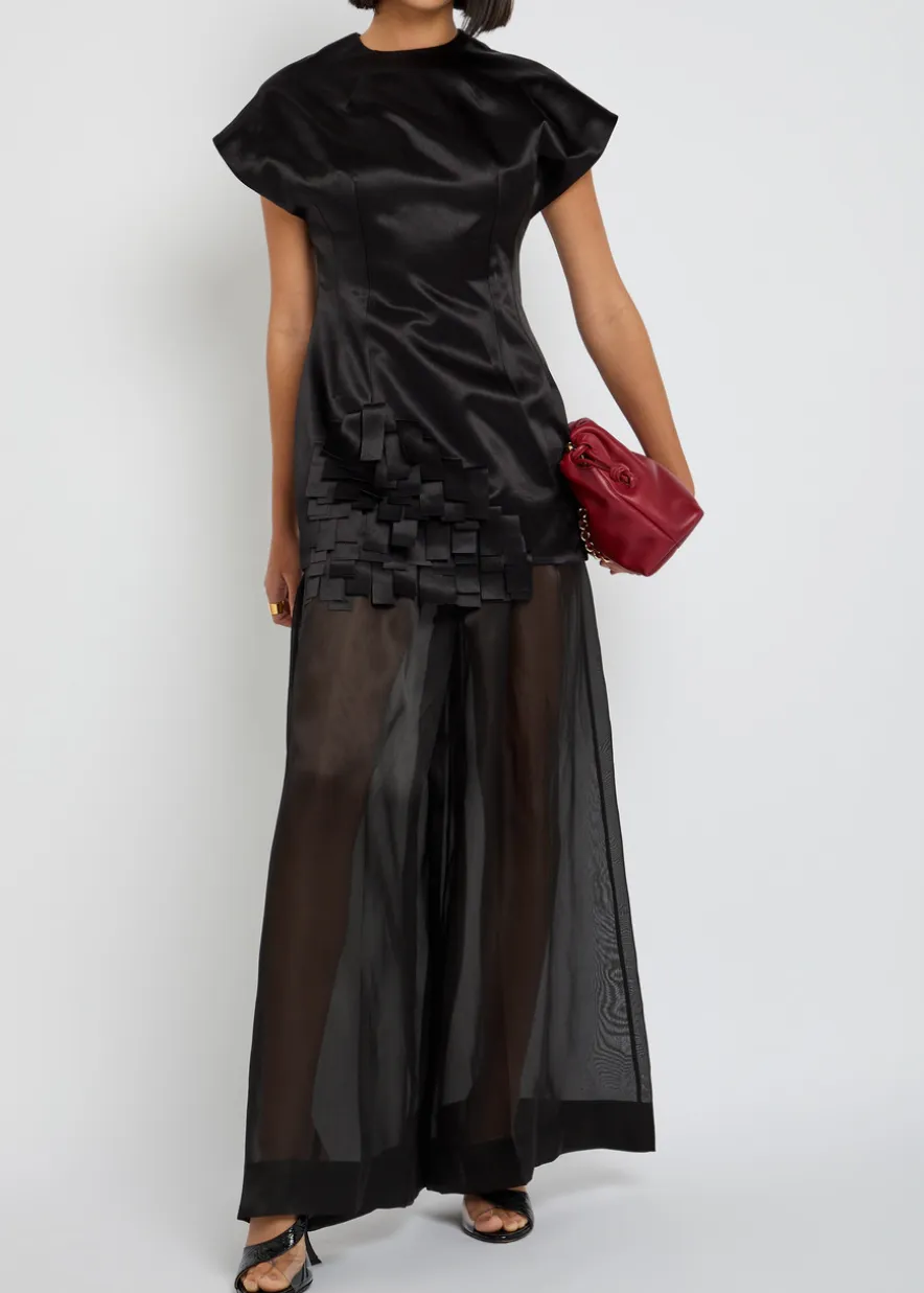 Fringed satin top