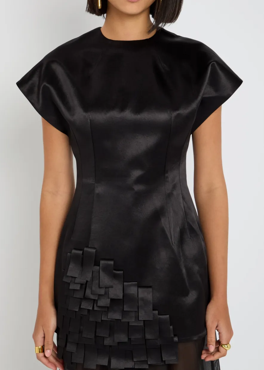 Fringed satin top