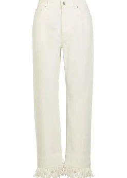 Fringed straight-leg jeans