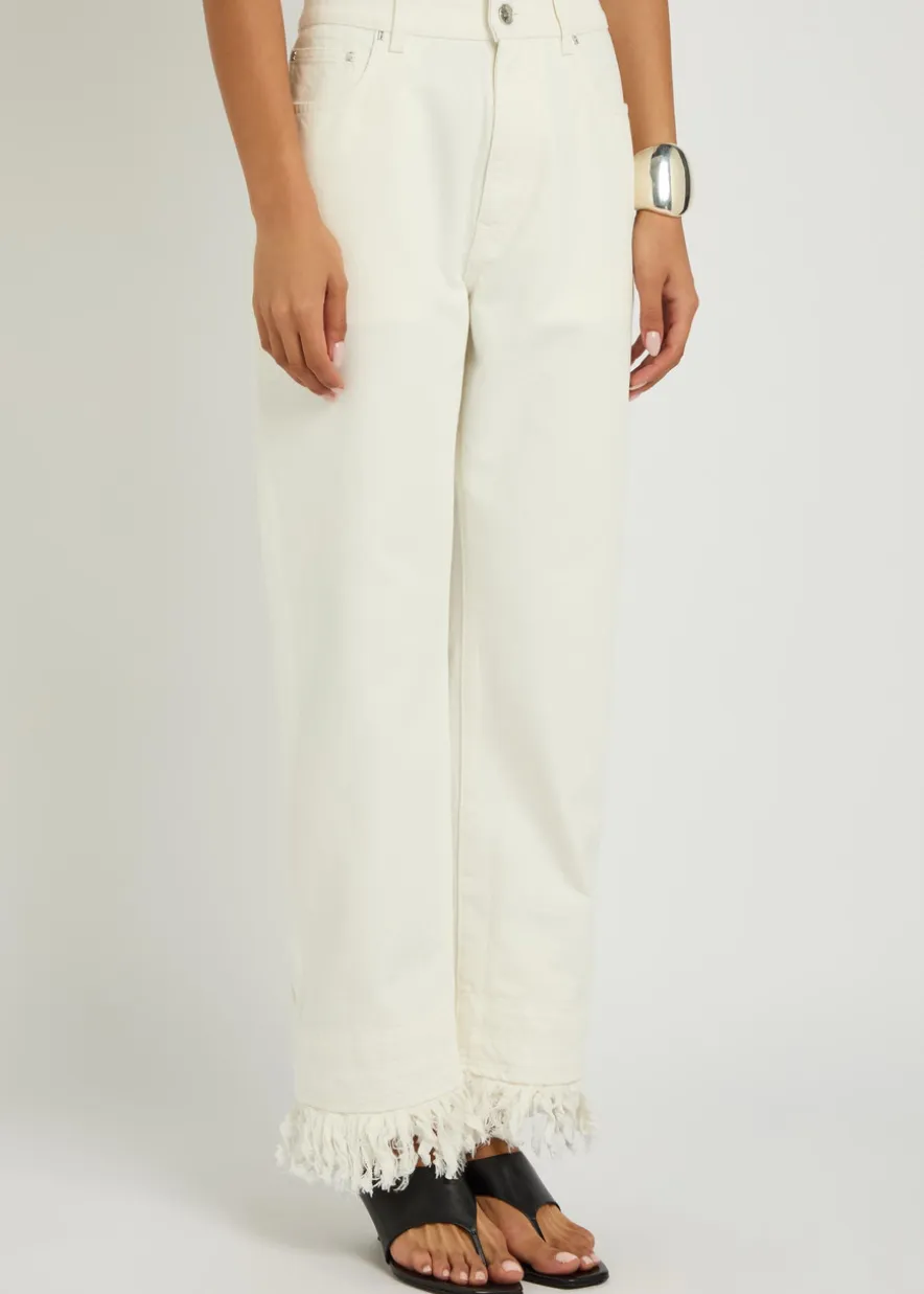 Fringed straight-leg jeans