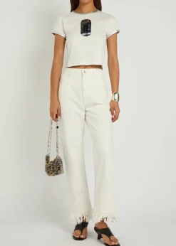 Fringed straight-leg jeans