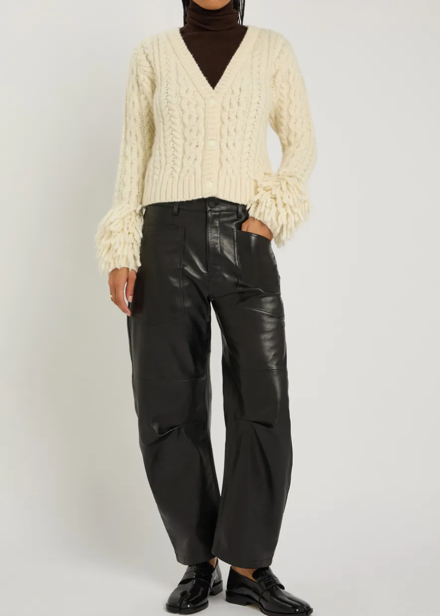 Fringed wool-blend cardigan