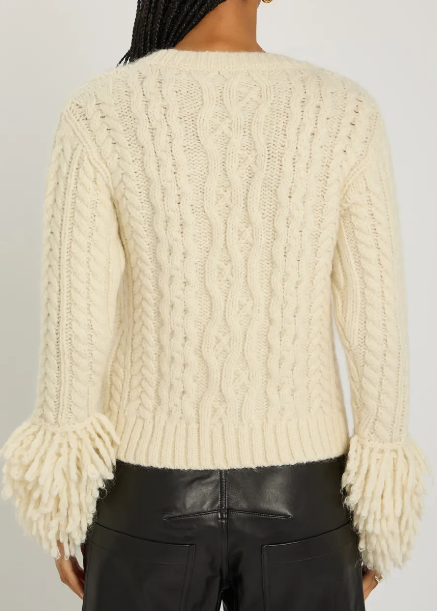 Fringed wool-blend cardigan