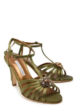 Fulcon 90 crystal-embellished satin sandals