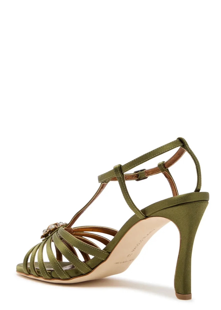 Fulcon 90 crystal-embellished satin sandals