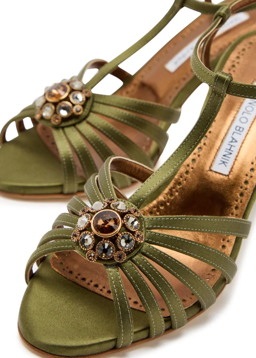 Fulcon 90 crystal-embellished satin sandals