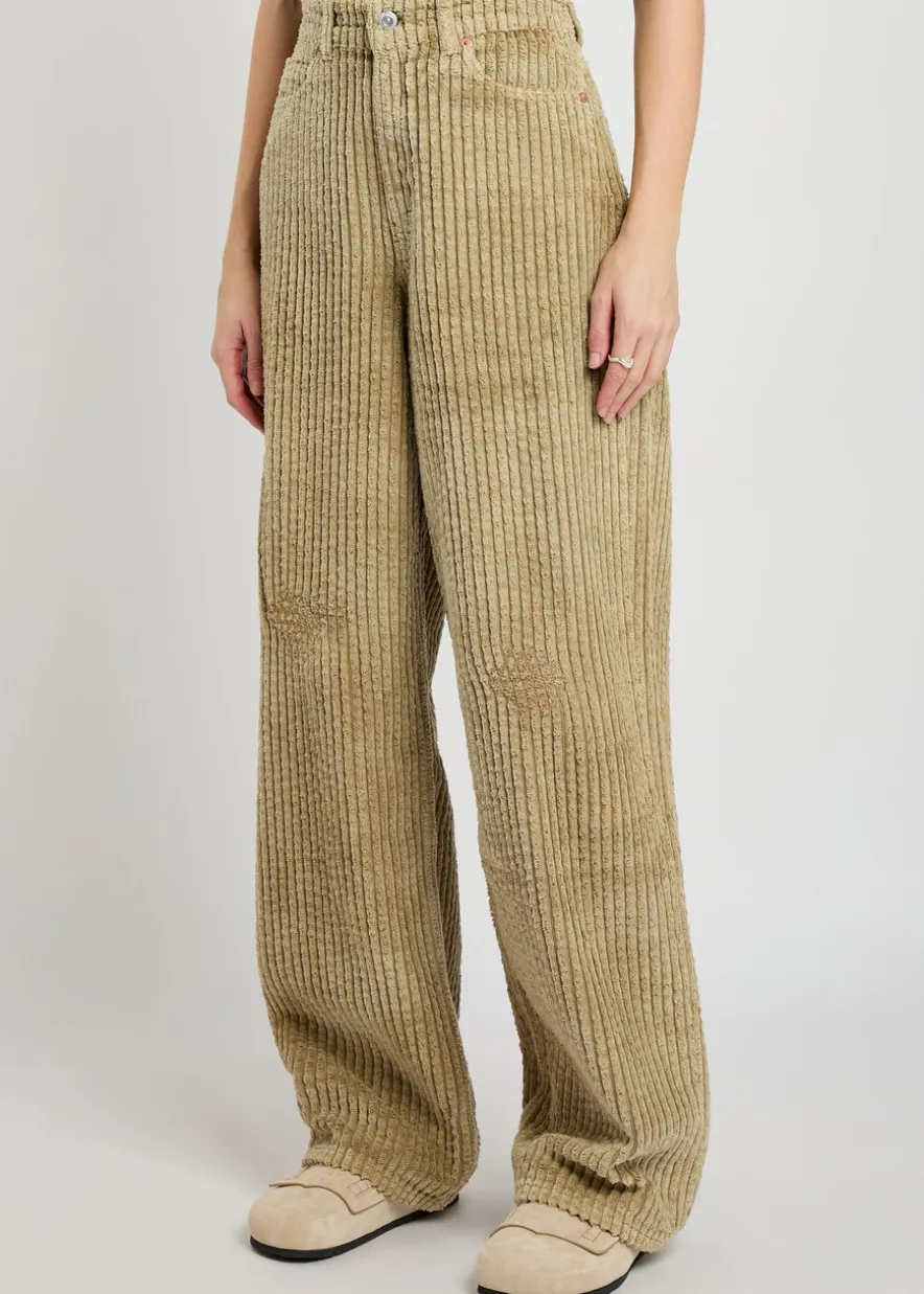 Full Cut distressed terry-corduroy trousers