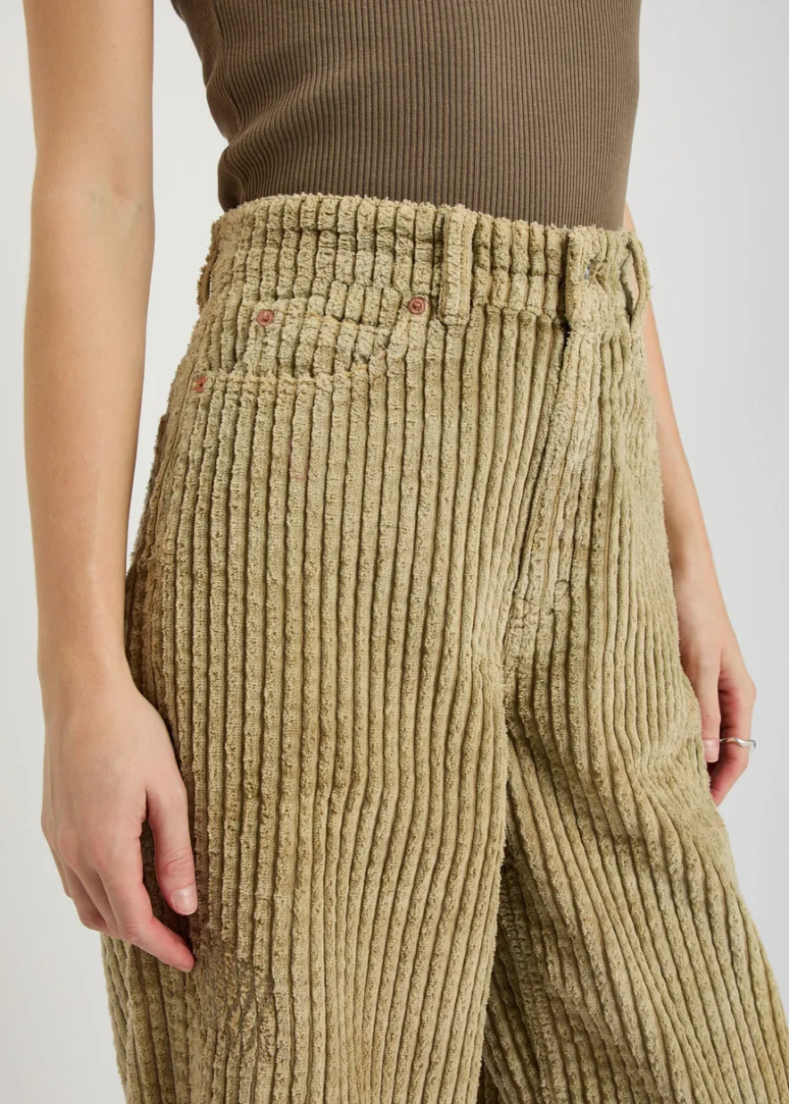 Full Cut distressed terry-corduroy trousers
