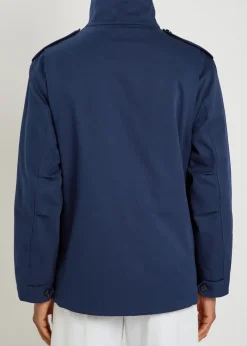 Funnel-neck twill coat
