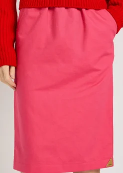 Gabardine cotton and linen-blend skirt