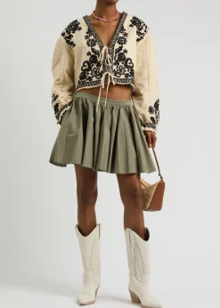 Gaia pleated cotton mini skirt