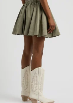 Gaia pleated cotton mini skirt