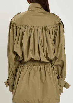 Gathered cotton-poplin coat