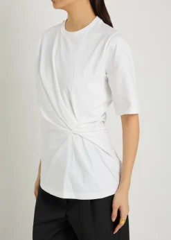 Gathered cotton T-shirt