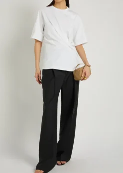 Gathered cotton T-shirt