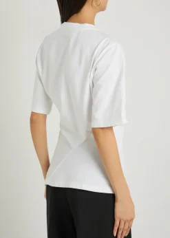 Gathered cotton T-shirt