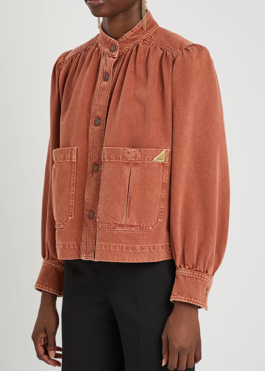 Gathered denim jacket
