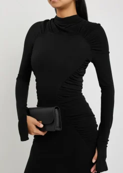 Gathered jersey-crepe midi dress