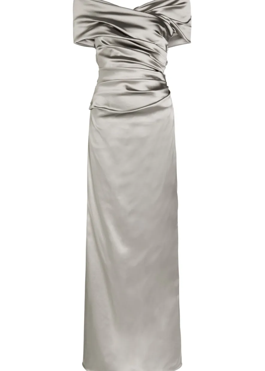 Gathered satin gown
