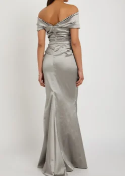 Gathered satin gown