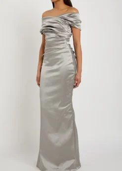 Gathered satin gown