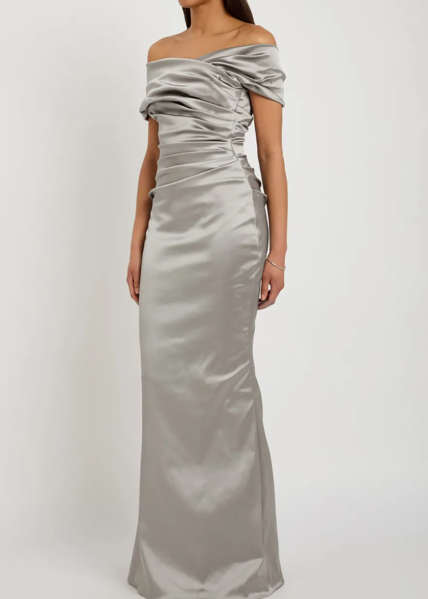 Gathered satin gown