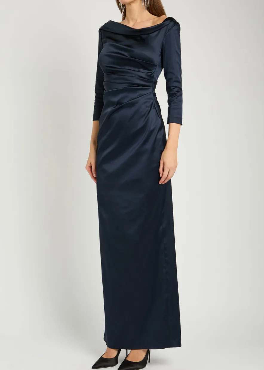 Gathered satin maxi dress