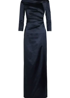 Gathered satin maxi dress