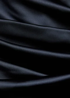Gathered satin maxi dress