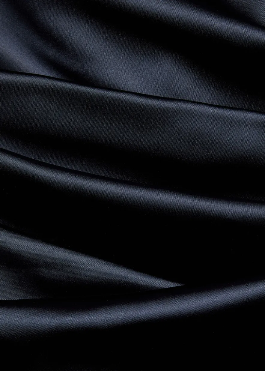 Gathered satin maxi dress