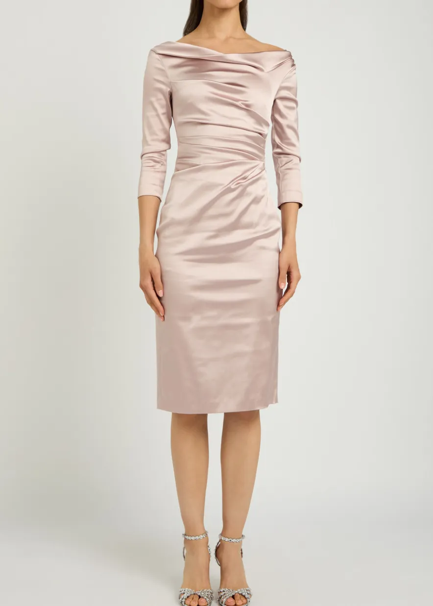 Gathered satin midi dress